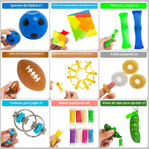 Miniatura 5 de 76 piezas Juego de juguetes sensoriales para aliviar el estrés, paquete antiansiedad, juguetes sensoriales para niños y adultos, paquetes