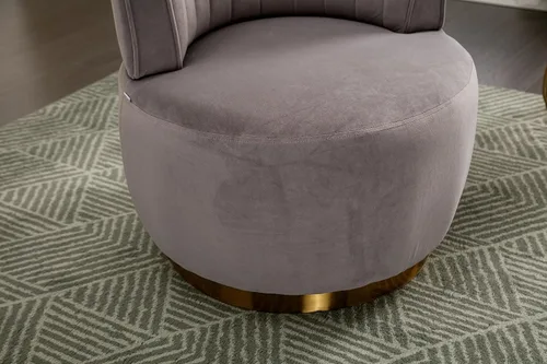 Miniatura 5 de NewCosmos Sillas giratorias de 360 grados para sofá, sillones redondos con tapizado ancho, silla de tela de terciopelo esponjoso para sala de estar