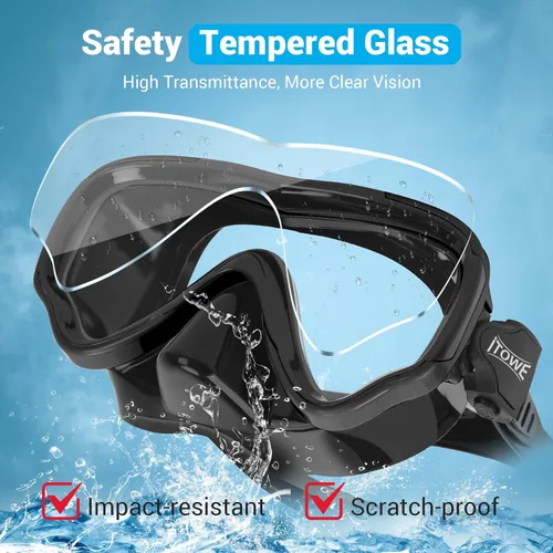 Miniatura 3 de Gafas de natación para adultos, hombres y mujeres, con cubierta de nariz, vidrio templado de 180°, visión clara, máscara de piscina, gafas de buceo