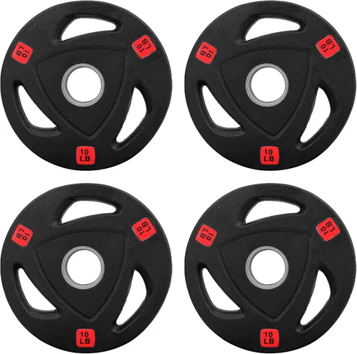 Miniatura 11 de Fitvids - Disco de pesas de hierro fundido olímpico de 2 pulgadas para entrenamiento de fuerza y levantamiento de pesas, estilo con revestimiento