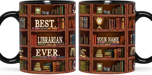 Miniatura 17 de B62112 - Taza de bibliotecario personalizada, motor de búsqueda original, estante de biblioteca, taza para amantes de los libros, color negro, 11