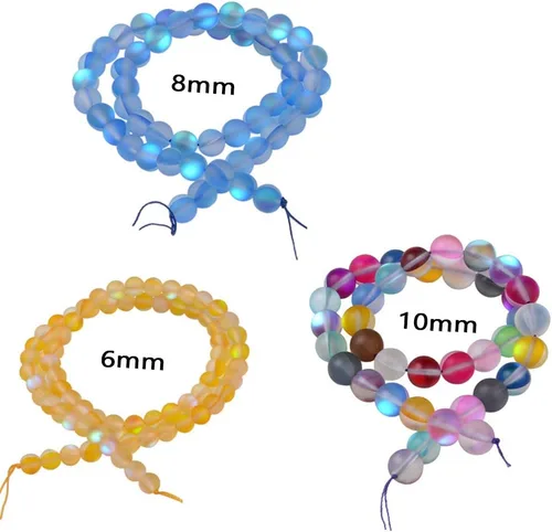 Miniatura 2 de Cuentas de cristal Aurora mate de 0.394 pulgadas (0.394 in), color marrón esmerilado con purpurina brillante, cuentas sueltas redondas sueltas