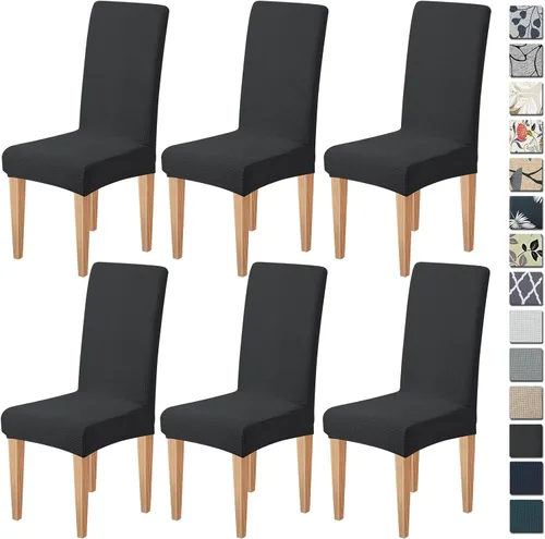 Miniatura 45 de Dioxide Fundas de Silla de Alto Estirar para Sillas de Comedor, Juego de Fundas de Silla de Comedor Lavables de 4, Fundas de Asiento de Silla