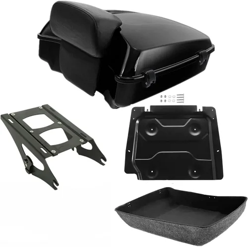Miniatura 14 de TCMT Pestillos Negros de 10.7" para Maletero Cortado, Almohadilla de Respaldo, Luz Trasera LED con Señal de Giro Compatible con Harley Touring