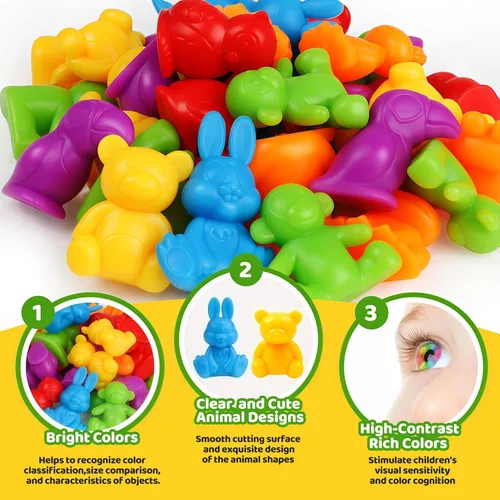Miniatura 4 de Juegos de clasificación de animales por color con cuencos de clasificación Montessori sensorial, juguetes educativos tempranos para aprender