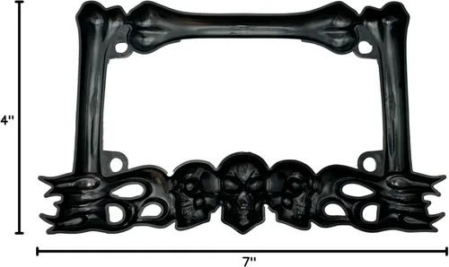 Miniatura 7 de Marco de matrícula de motocicleta de calavera resistente, se adapta a placas estándar de 7 x 4 pulgadas, compatible con Cruiser, Dual