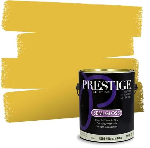 Miniatura 252 de PRESTIGE Pinturas Pintura Exterior e Imprimación En Uno, 1 Galón, Satinado, Pareja Comparable de Benjamin Moore* Amarillo* 320BM-PCM