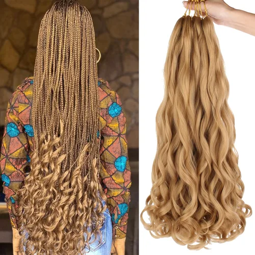 Miniatura 50 de Unionbeauty - Cabello rizado francés trenzado de 10 pulgadas, trenzas rizadas estilo Bob francés, cabello de ganchillo, 8 paquetes de trenzas