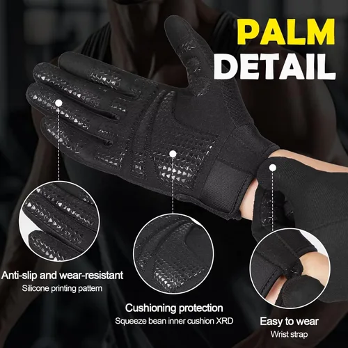 Miniatura 4 de Guantes de entrenamiento para hombres y mujeres, ligeros, con agarre de palma completa, acolchados, guantes de gimnasio para levantamiento de pesas
