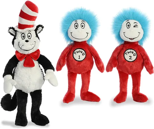 Aurora Paquete de felpa de 3, gato de 20 pulgadas en el sombrero y 12 pulgadas Thing 1 y 12 pulgadas Thing 2