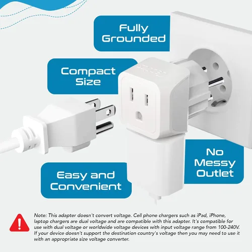 Miniatura 5 de Adaptador de enchufe israelí de Ceptics - Adaptador tipo H 2 en 1, adaptador de enchufe de EE. UU. a Jerusalén - Adaptador de enchufe de viaje