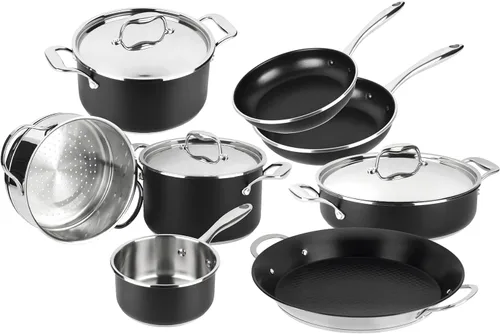 Miniatura 9 de MAGEFESA Prisma - Juego de utensilios de cocina de acero inoxidable de 8 piezas, ollas y sartenes duraderas con interior antiadherente, exterior