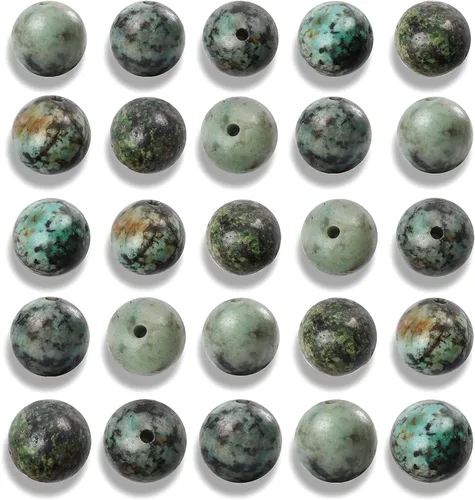 Miniatura 39 de 100 cuentas de jade birmano liso natural de 0.236 pulgadas (0.236 in), cuentas redondas sueltas de piedras preciosas para fabricación de joyas