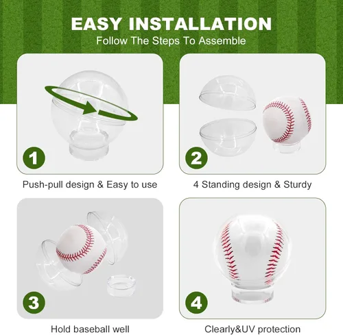 Miniatura 4 de Estuche de exhibición de béisbol – 10 piezas de acrílico transparente, caja de almacenamiento de recuerdos de autógrafo, soporte pequeño para pelota