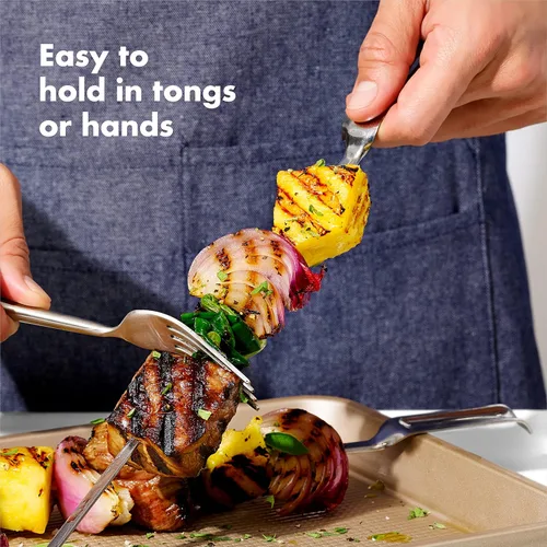 Miniatura 7 de OXO Good Grips Herramientas para Parrilla, Pinchos de Acero Inoxidable para Parrilla - Juego de 6