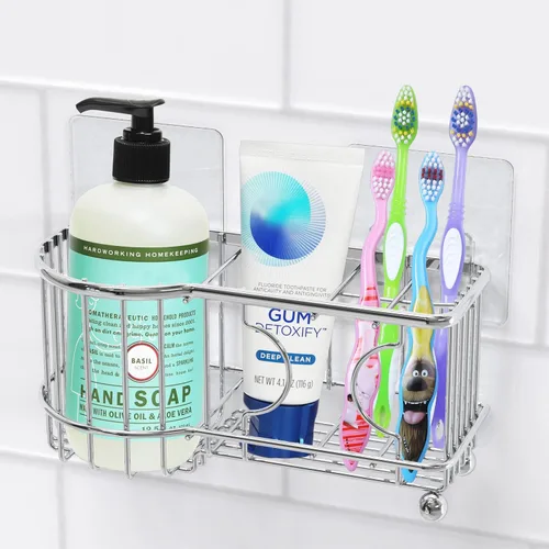 Miniatura 9 de Simple Houseware Soporte para cepillos de dientes multifuncional de 6 ranuras, bronce