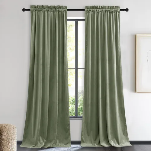 Miniatura 144 de NICETOWN Cortinas opacas de terciopelo extralargas negras de 120 pulgadas de largo para telón de fondo, cortinas de terciopelo con aislamiento Serie