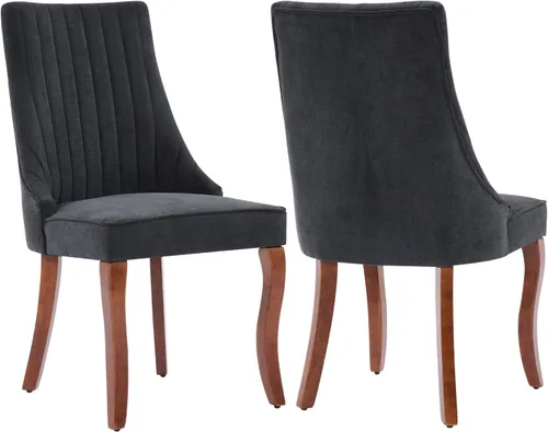 Miniatura 12 de Shenyon Juego de 4 sillas de comedor color beige, cómodas sillas de comedor tapizadas con canal de tela, sillas de cocina modernas para comedor