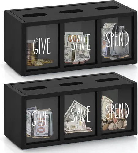 Miniatura 11 de Alcancía de madera para niños, caja de ahorro de dinero para adultos, bancos de niños para billetes y monedas, alcancía para niños y niñas, caja