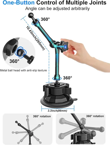 Miniatura 6 de Soporte para tablet Sunroof para coche/camión [último antivibración] Soporte para tableta, parabrisas y ventana, para camioneta, automóvil
