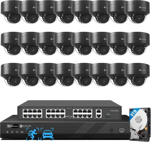 Miniatura 11 de Sistema de cámara de seguridad 4COVR 4K PoE, detección de humanos y vehículos con AI, 4 piezas de cámara IP domo de 8 MP IK10 a prueba de vandalismo
