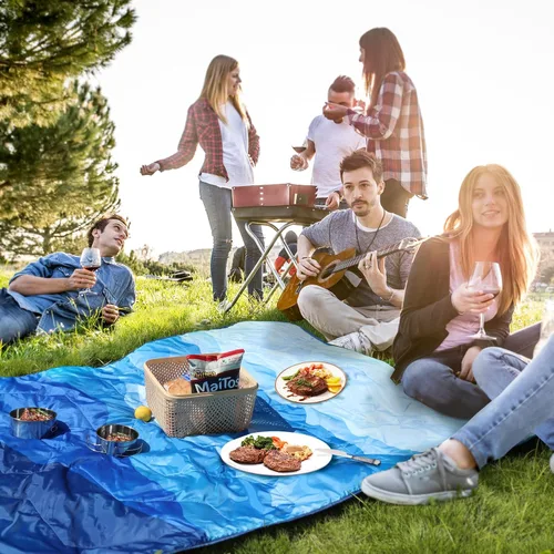 Miniatura 7 de VILLEY Manta de picnic, manta de campamento de 3 capas de 52 x 75 pulgadas, lavable a máquina, repelente al agua y a prueba de arena, plegable