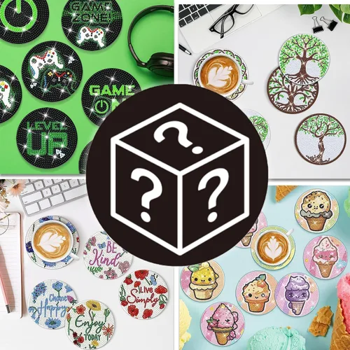 Miniatura 3 de 200 Estilos de Posavasos de Diamante Caja Sorpresa con Soporte DIY Arte de Diamante Posavasos Caja Sorpresa para Adultos Kits de Diamantes