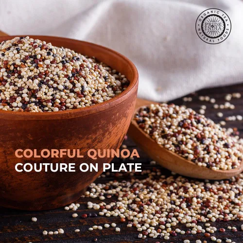 Miniatura 3 de Pride Of India - Quinoa real boliviana natural de tres colores - Tarro de grano entero rico en proteínas, tarro de 3 libras