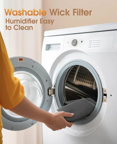 Miniatura 4 de Humidificador evaporativo de mecha reutilizable para dormitorio, humidificador silencioso y saludable para bebé, sin polvo blanco, humidificador