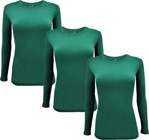 Miniatura 172 de Natural Uniforms Camiseta Under Scrub para mujer, cuello redondo, manga larga, paquete de 3, paquete múltiple de 3