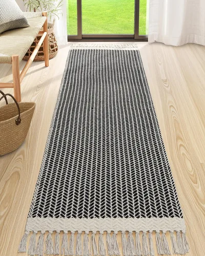 Miniatura 33 de Lahome Alfombras de baño bohemias, alfombra pequeña de 2 x 3 pies, alfombra ligera para entrada, alfombra de algodón tejida con borlas, alfombra