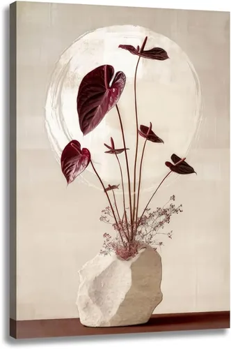 Miniatura 9 de Woxfcart Cuadros de flores para decoración de pared, impresión floral en blanco y negro sobre lienzo para decoración de baño, 15 x 12 pulgadas