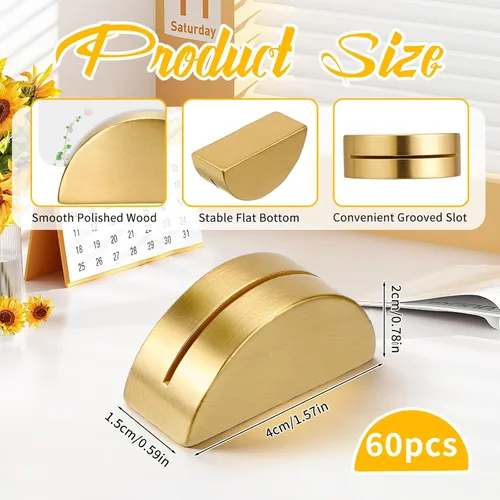 Miniatura 2 de 60 soportes dorados para números de mesa, soporte de madera para mesa de boda, titulares de tarjetas de lugar, números para bodas, recepciones