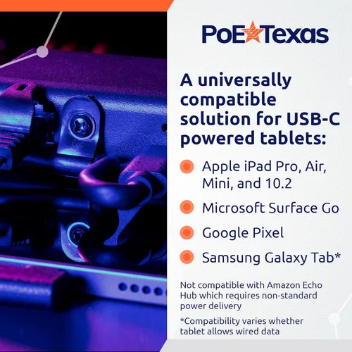 Miniatura 4 de PoE Texas Adaptador Gigabit PoE+ a USB-C, alimentación de 25 vatios y entrega de datos, adaptador de alimentación y Ethernet activo IEEE 802.3at