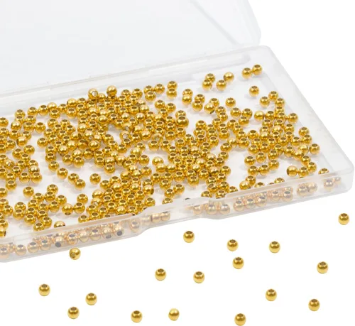 Miniatura 9 de 400 cuentas espaciadoras redondas de acero inoxidable 304 para hacer joyas, cuentas de metal lisas sin costuras, 0.157 pulgadas para hacer collares