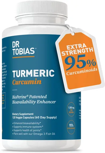 Dr. Tobias cúrcuma o curcurmin, 15 x fuerza: 0,026 oz por cápsula de 95 % curcuminoides Plus Bioperine, 1