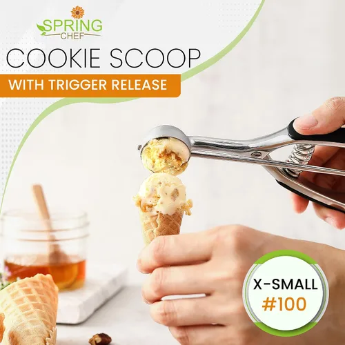 Miniatura 2 de Spring Chef Cuchara Extra Pequeña para Galletas, Boleador de Melón de Acero Inoxidable, Cuchara para Hornear, Gatillo con Resorte para Masa