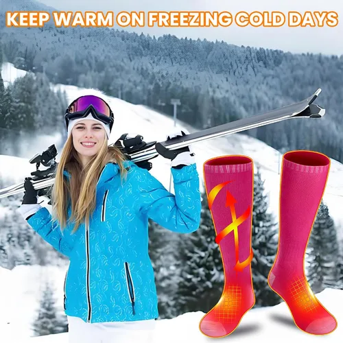 Miniatura 9 de Rabbitroom Calcetines Calentadores de Batería Eléctrica Calcetines Aislantes Térmicos para Artritis, Invierno Grueso Caliente Calefacción Calcetín