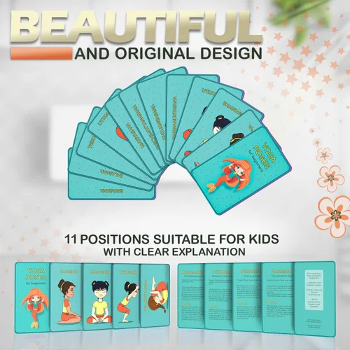 Miniatura 6 de Set de Esterillas de Yoga para Niños de ABTECH - Cómoda Esterilla de Yoga Infantil de Dinosaurio para Niño con 12 Tarjetas de Yoga, Bolsa de Sirena