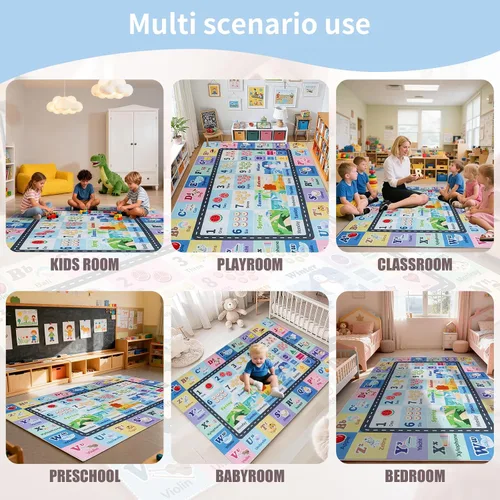 Miniatura 5 de Alfombra ABC infantil para sala de juegos, alfombra del alfabeto para el aula, alfombra lavable para habitación de bebé, sala de juegos, dormitorio