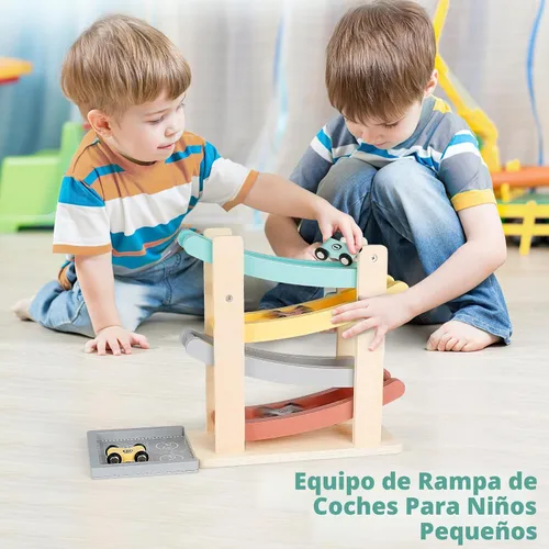 Miniatura 3 de Vanplay Juguetes de rampa de coche para niños de un año, regalos de cumpleaños, juguetes Montessori de madera para niños de 1 a 2 años, juguete