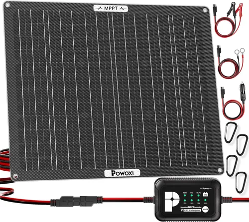 Miniatura 8 de POWOXI Cargador de Batería Solar de 30W: Mantenedor de Goteo de Batería de Coche Solar de 12V - con Parámetro de Controlador MPPT Ajustable