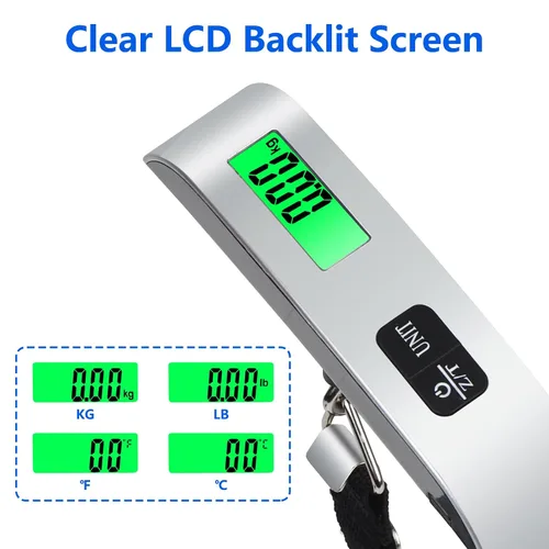Miniatura 4 de VIGIND Báscula digital de equipaje, báscula electrónica portátil de equipaje de mano, báscula de maleta con sensor de temperatura y capacidad de 110