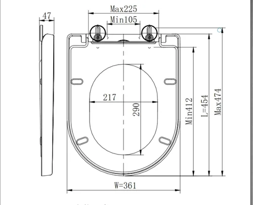 Miniatura 8 de Asiento de inodoro de cierre suave y enganche rápido alargado - Asientos de inodoro resistentes ajustables con bisagras de acero inoxidable