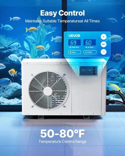 Miniatura 2 de VEVOR Enfriador de acuario de 150 galones, enfriador de agua de 1/2 HP para hidroponía, enfriamiento rápido para pecera, ajolote, arrecife de coral