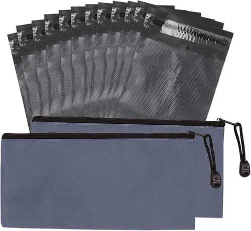 Bolsas de eliminación personal femenina, 200 unidades, color gris opaco y 2 bolsas de almacenamiento para tampones, almohadillas, forros
