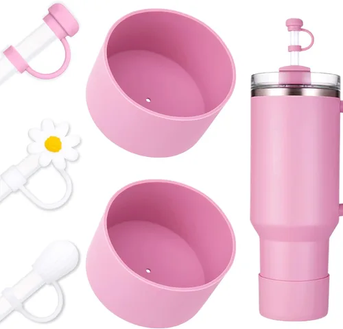 Miniatura 14 de Juego de funda para botas y pajilla, 2 fundas de silicona, 3 tapas de pajita, protector inferior para Stanley Cup H2.0 30 oz y 40 oz, coincidencia