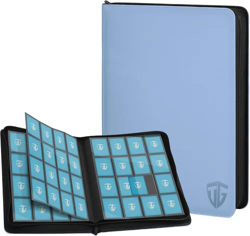 Miniatura 16 de Carpeta con cremallera de 12 bolsillos para 720 tarjetas, bolsillos laterales seguros de carga, carpeta de álbum de tarjetas intercambiables, Negro