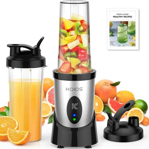 Miniatura 9 de KOIOS Licuadora de batidos, licuadora personal de 900 W para batidos y batidos para cocina con 2 tazas portátiles de 22 onzas, mezclador para Azul