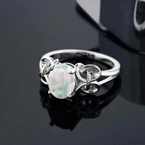 Miniatura 87 de Gem Stone King Anillo de compromiso ovalado con piedra natal para mujer, plata de ley 925, ovalado de 0.354 x 0.276 in, anillo de compromiso
